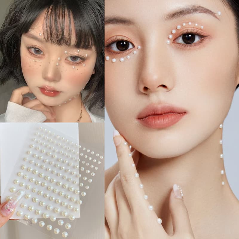 Hair Pearl Stickers - Bridal Face Decoration Adhesive